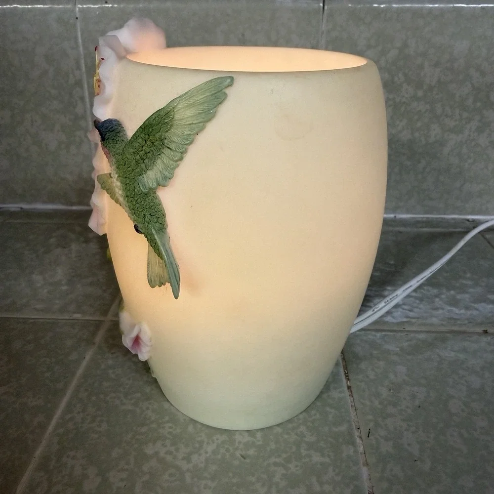 Ibis & Orchid Hummingbird Hibiscus Accent Night Light Lamp Sculpted Resin 5in